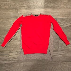 J Crew Colorblock High Low Sweater Red/Grey XS